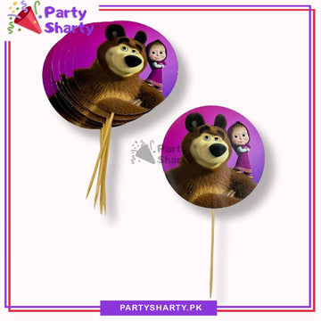 Masha & The Bear Theme Cup Cake Topper For Masha Birthday Theme Party and Decoration